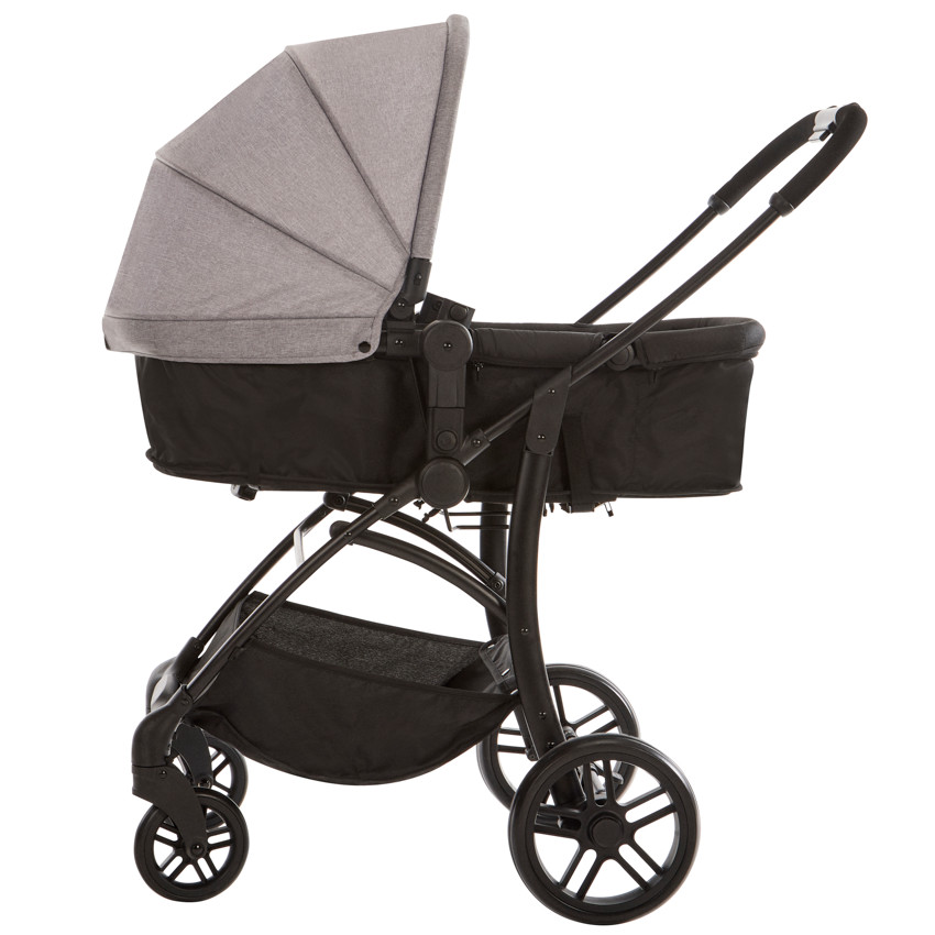 Poussette trio combinée avec siège-auto et couffin gris chiné/noir 