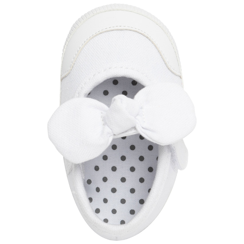 Toiles blanches à scratch et nœud pour bébé fille 