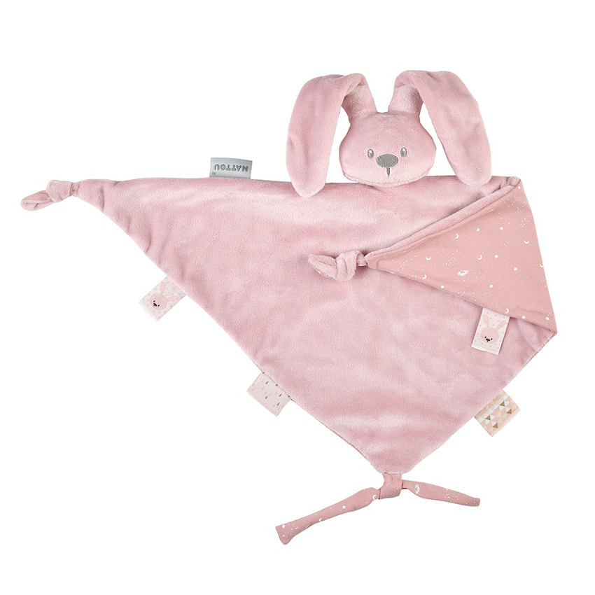 Doudou maxi lapin Lapidou rose à motif phosphorescent