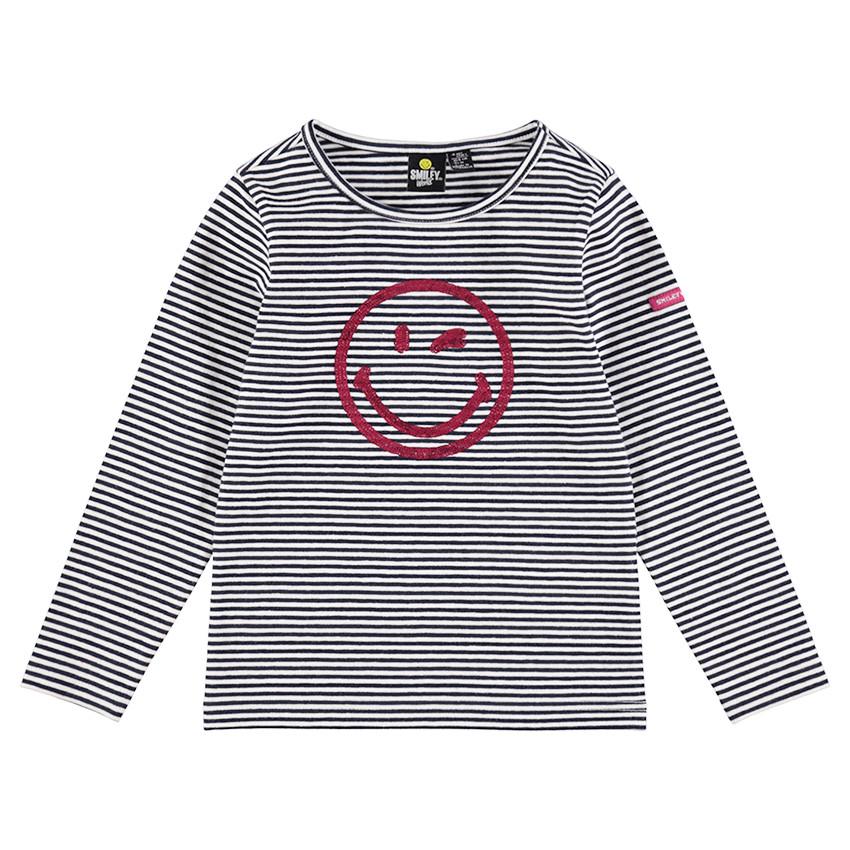Sous-pull en jersey rayé avec Smiley en sequins 