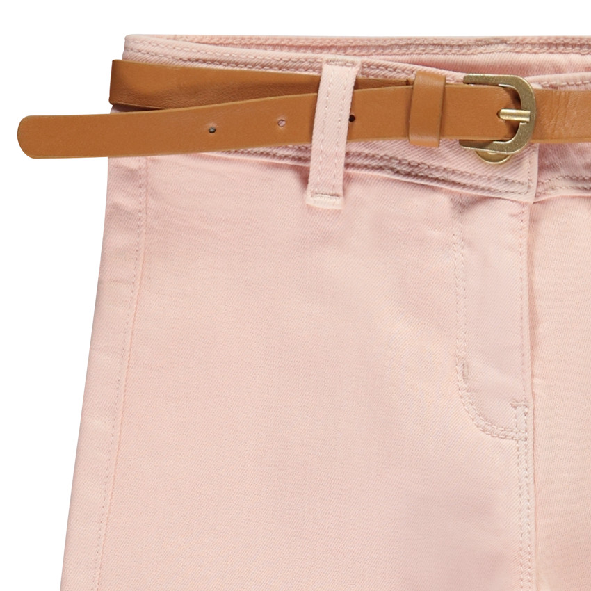 Jean denim overdyed large rose avec ceinture pour fille  