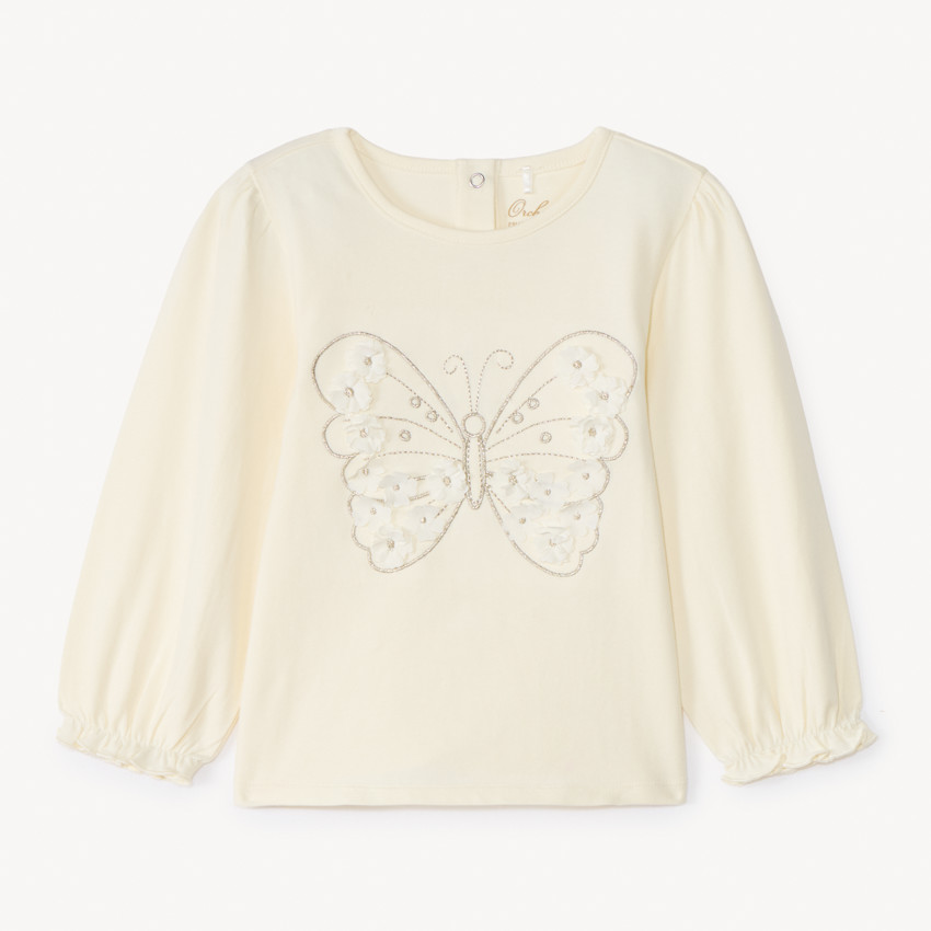T-shirt manches longues avec motif papillon pour bébé fille 