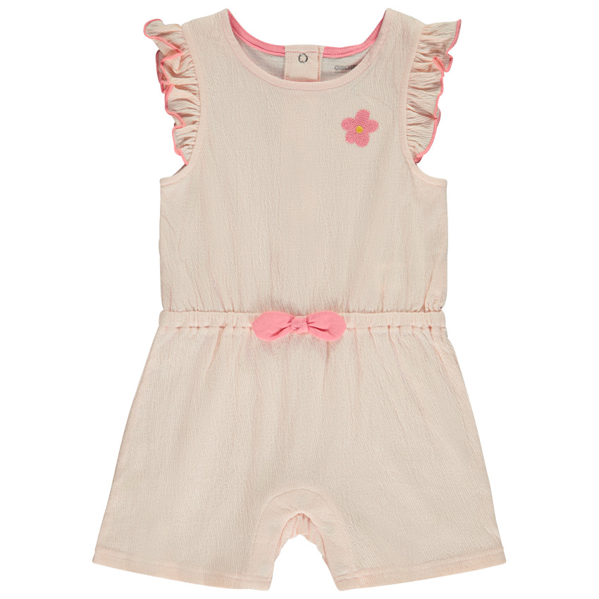 Combishort effet froissé à fleur brodée pour bébé fille 