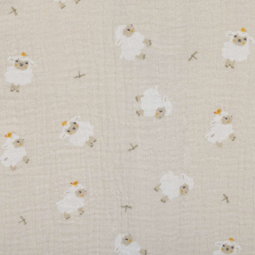 Gigoteuse TOG 0.5 en gaze imprimée moutons 18-36M La Vie à la Ferme beige 
