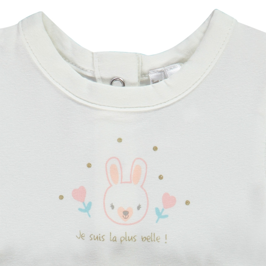 Robe 2 en 1 en jersey et double gaze de coton print lapin pour bébé fille 