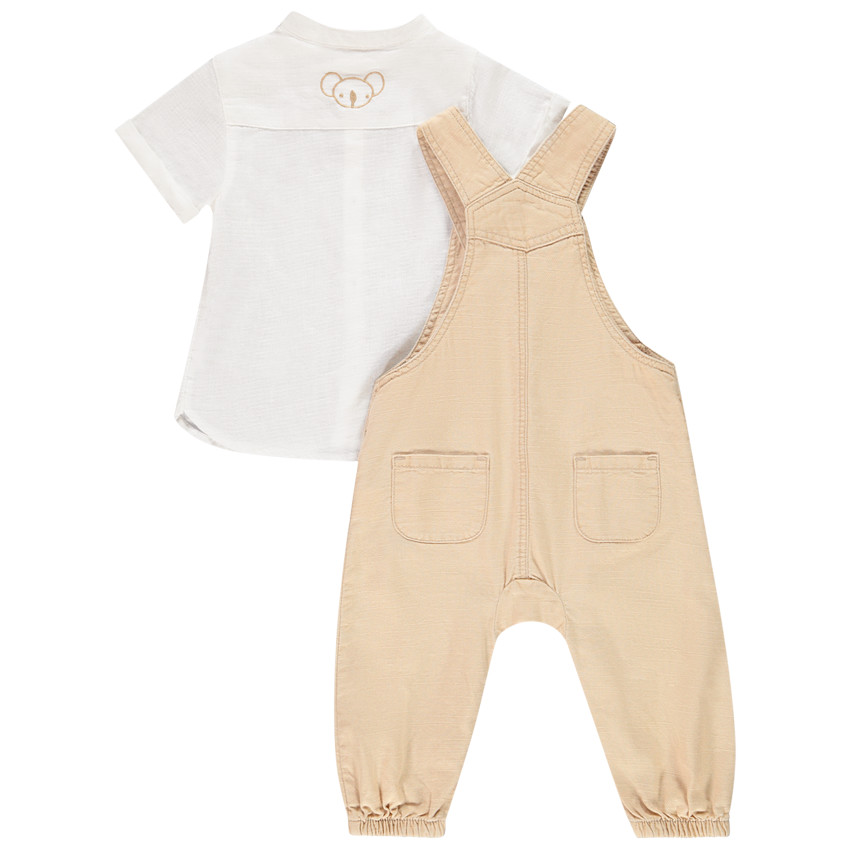 Ensemble 2 pièces salopette longue et chemise de cérémonie pour bébé garçon 