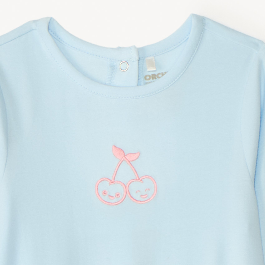 Dors-bien en jersey avec broderie pour bébé fille 