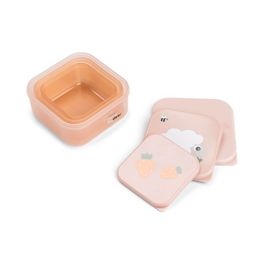 Lot de 3 boîtes à goûter Tiny Farm rose 