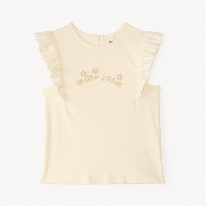 T-shirt manches courtes volanté print pailleté fantaisie pour bébé fille 