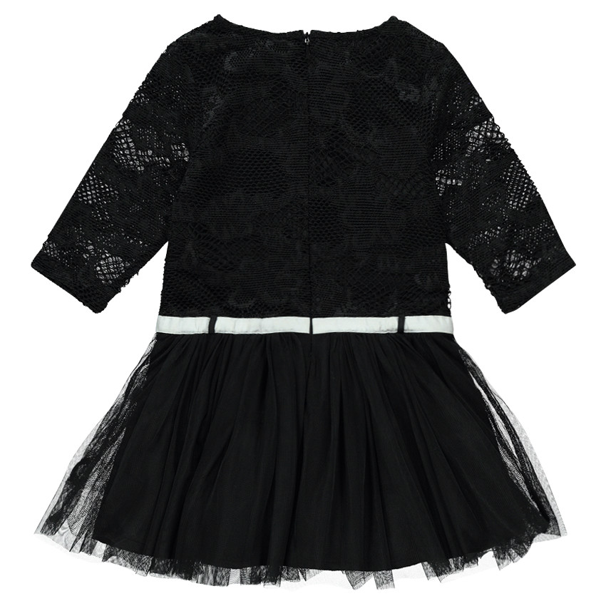 Robe bi-matière manches 3/4 à ceinture fantaisie 