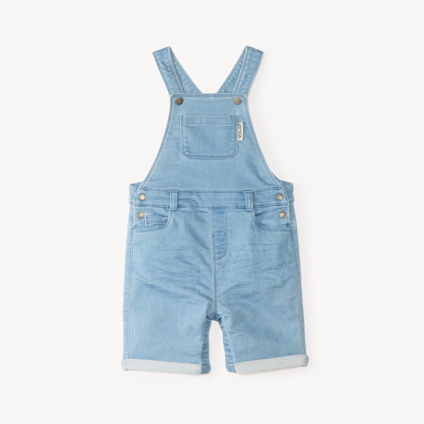 Salopette courte en jean unie pour bébé garçon 