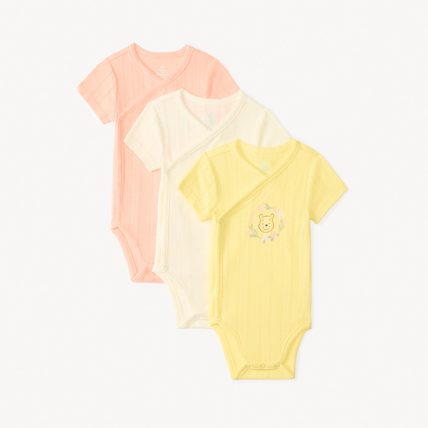 Lot de 3 bodies en pointelle à manches courtes Winnie Disney pour bébé fille  