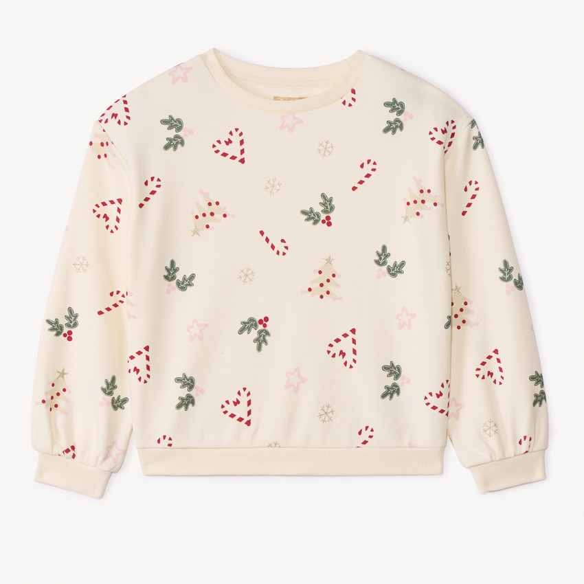 Sweat molleton imprimé Noël pour fille