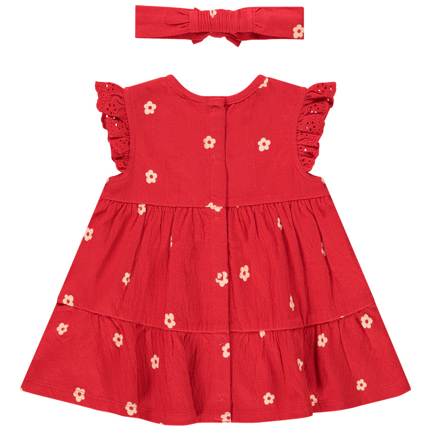 Robe effet froissé + bandeaux imprimé fleur pour bébé fille 
