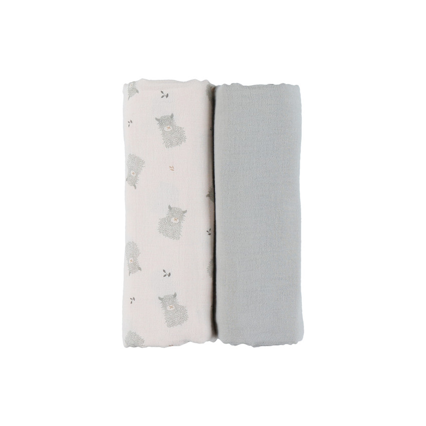 Lot de 2 langes en gaze 100 x 100 cm Fluffy