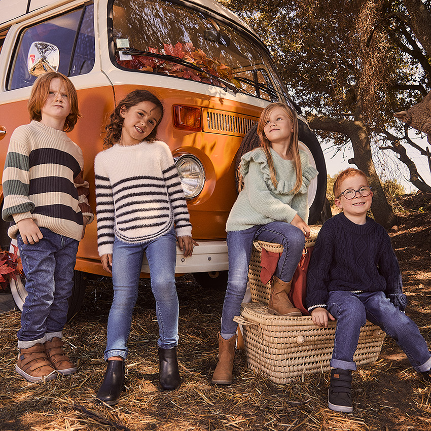 Pull en tricot rayé effet fourrure pour fille 