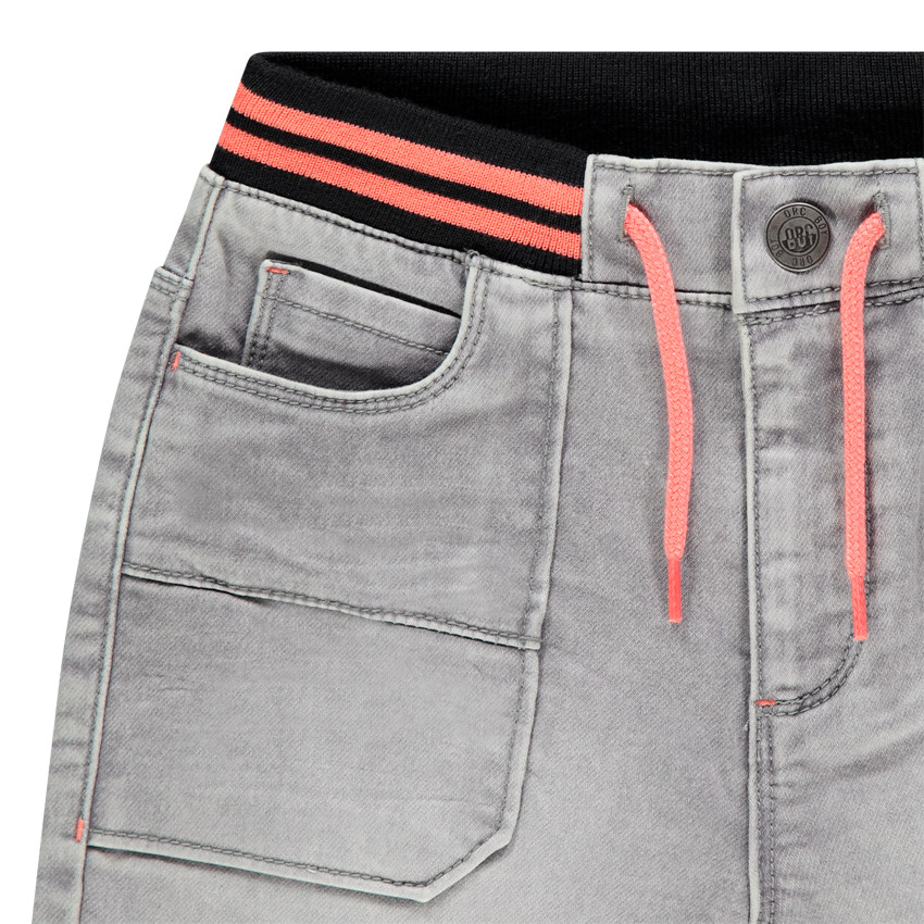 Bermuda en jean effet used à taille élastiquée 