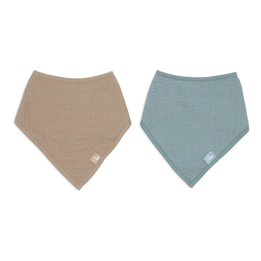 Bandana bavoir Gaze de coton Sea Green/Biscuit 