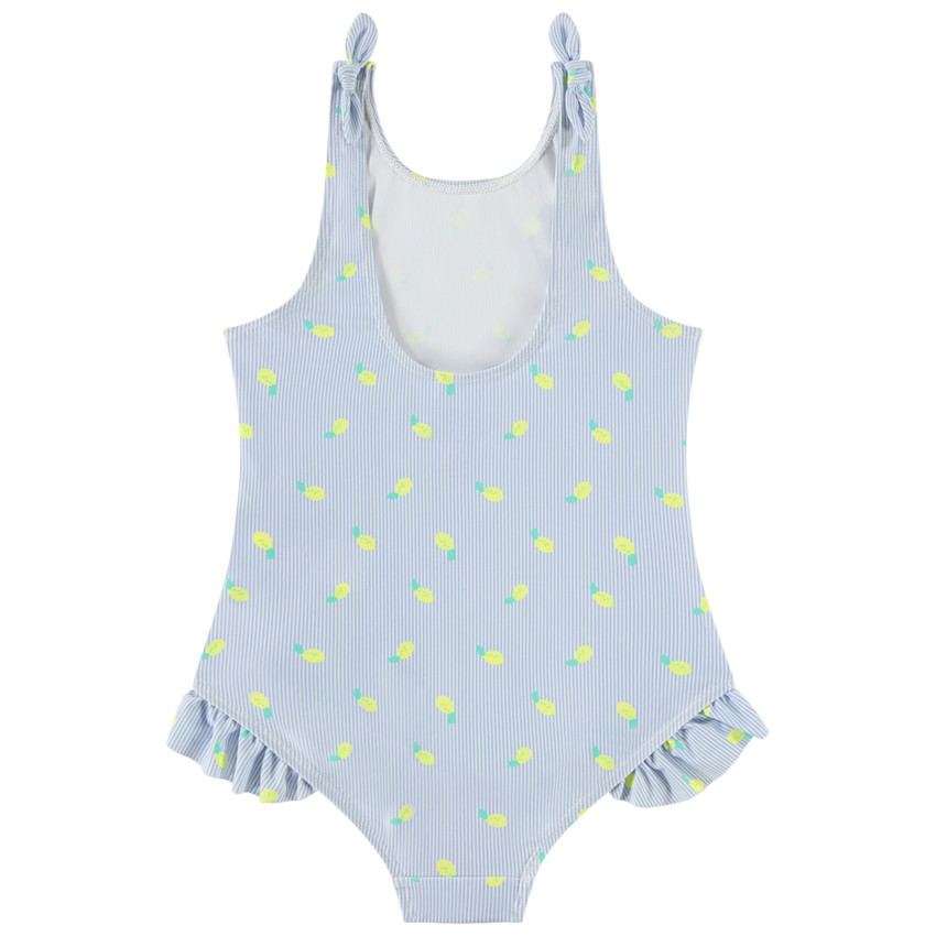 Maillot de bain 1 pièce à rayures et imprimé citron pour fille 