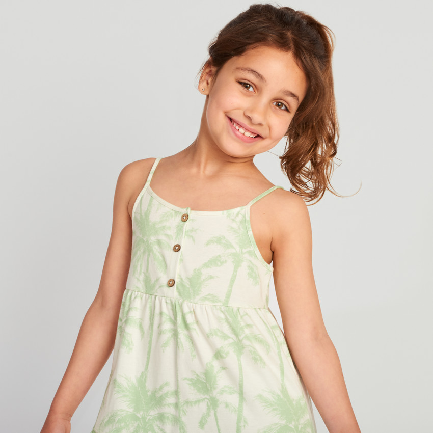 Robe sans manches imprimé palmiers pour fille 