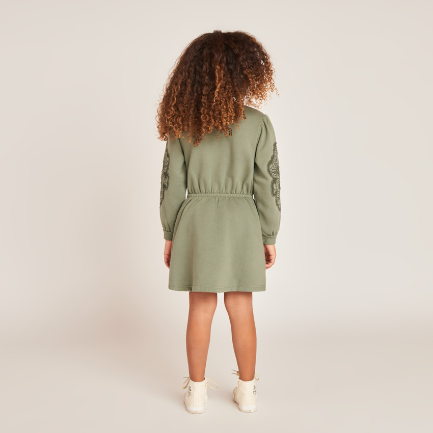 Robe manches longues en molleton brodé pour fille 