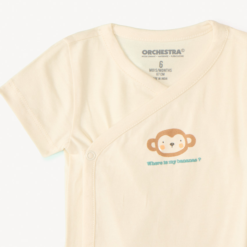 Lot de 7 bodies manches courtes motifs jungle pour bébé garçon (ouvertures différentes selon l'âge) 