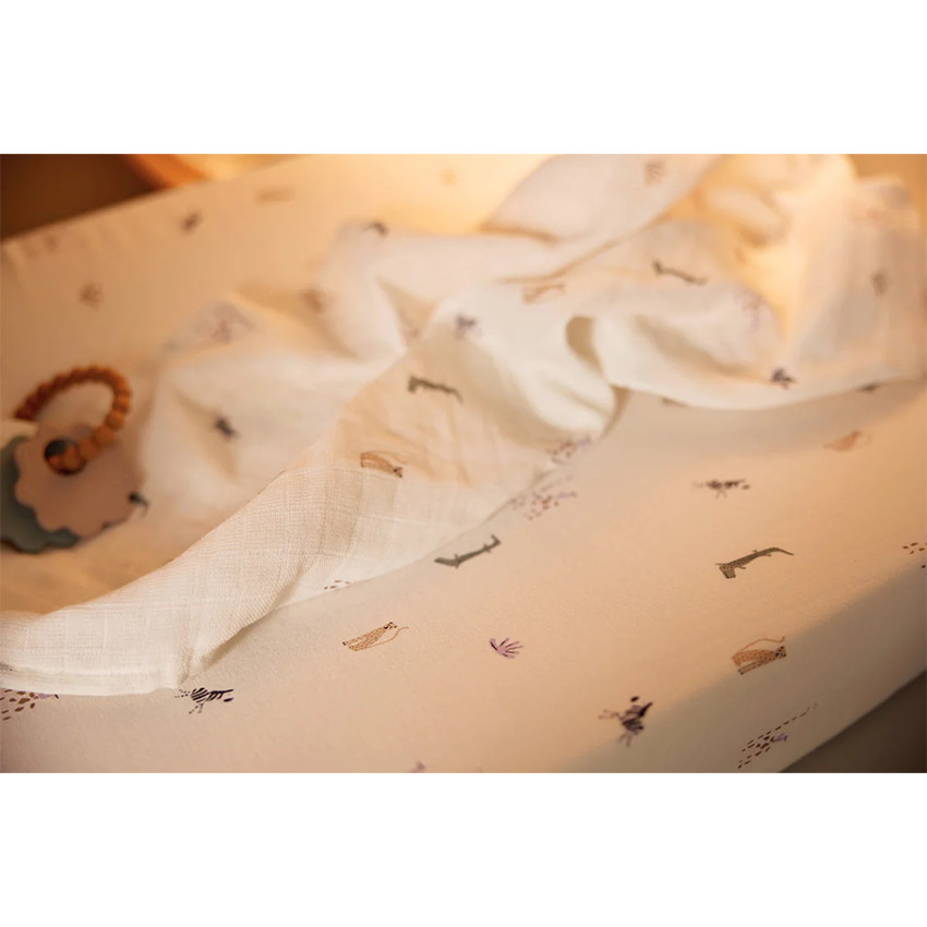 Housse matelas à langer 50x70cm Jersey Jungle Jambo 