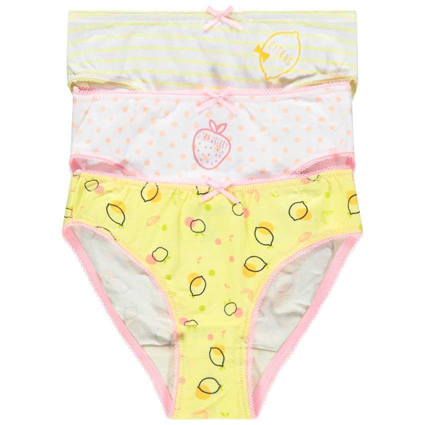 Lot de 3 culottes en coton à fruits imprimés 