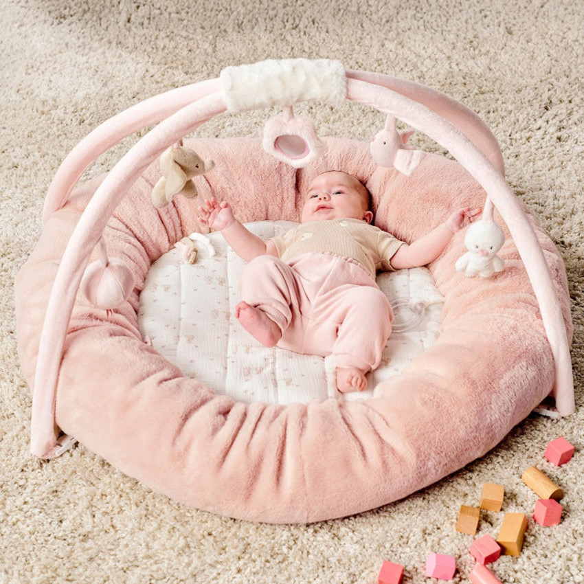 Tapis d'éveil pouf avec arches - Fanfan - Rose - Diamètre 90 cm 