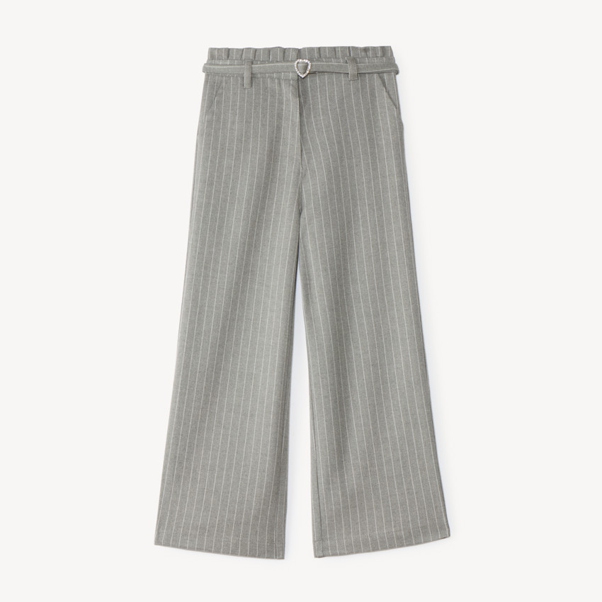 Pantalon large fille en flanelle avec cœur en strass 