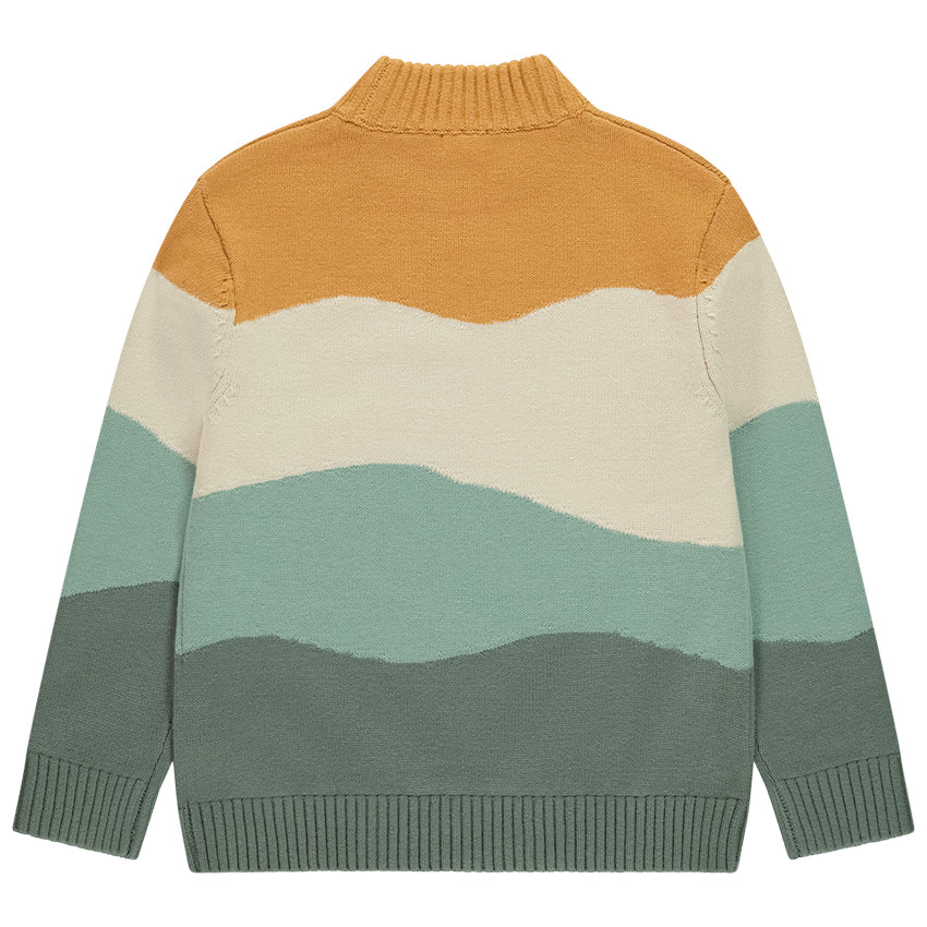 Pull col montant en tricot motif montagne pour garçon  