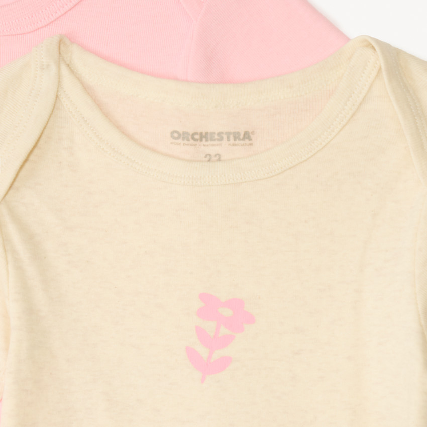Lot de 5 bodies manches courtes unis print fantaisie pour bébé fille 