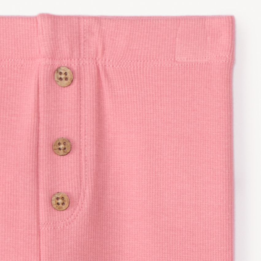 Caleçon uni côtelé avec boutons pour bébé fille 