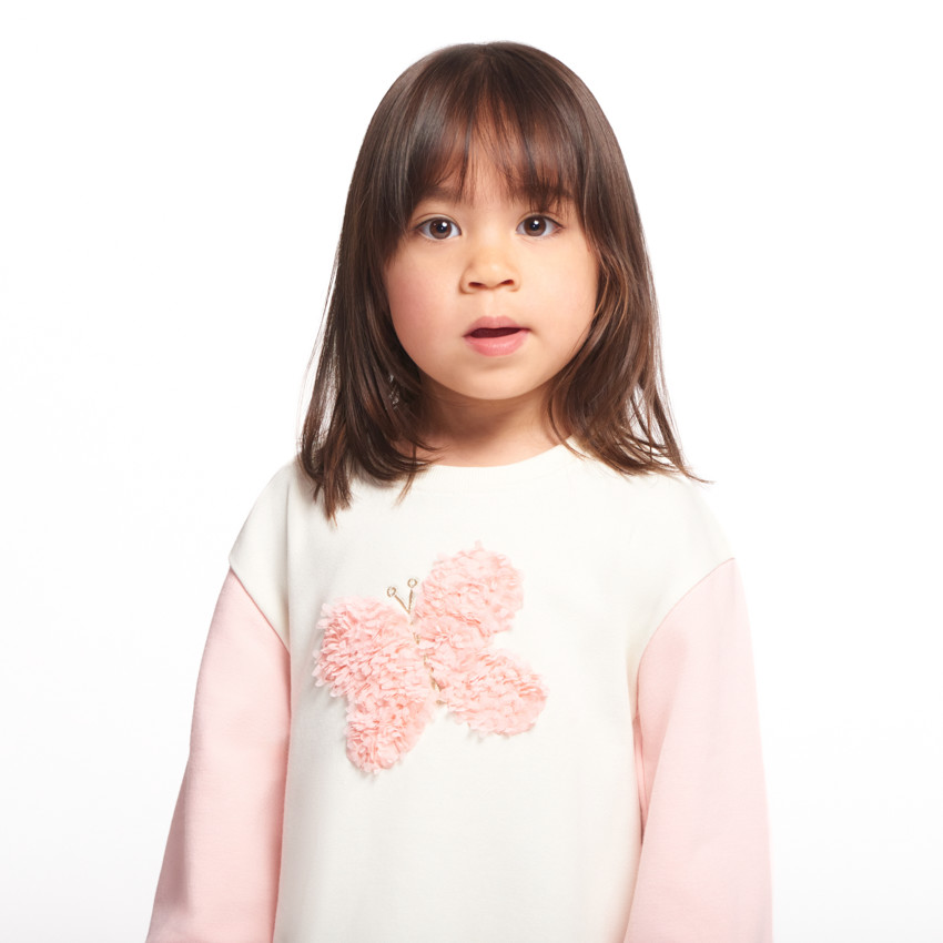 Robe sweat molletonnée avec papillon en pétales 3D pour bébé fille 