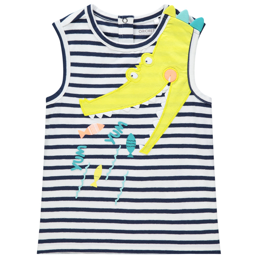 Débardeur en maille rayé motif crocodile pour bébé fille 