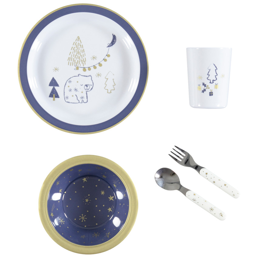 Set repas Nuit Magique en mélamine 5 pcs - Ours 