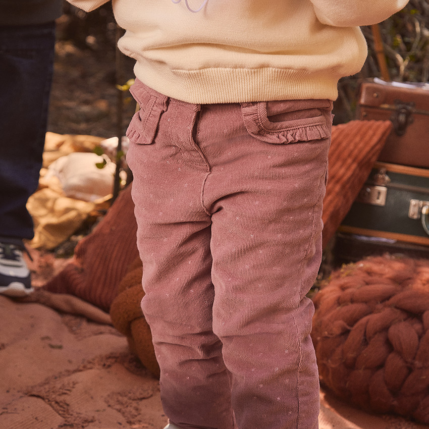 Pantalon slim en velours milleraies imprimé étoiles pour bébé fille 
