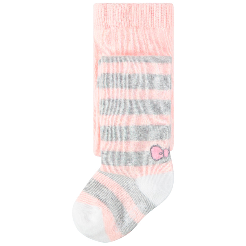 Collant épais à rayures et noeud pour bébé fille 