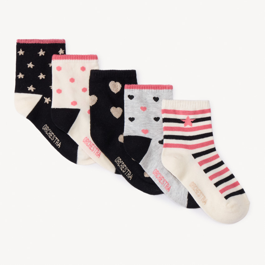 Lot de 5 paires de chaussettes fantaisie pour fille 
