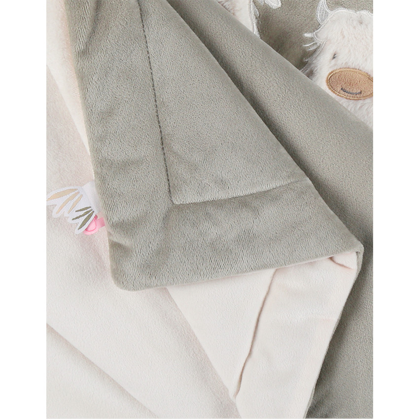 Couverture en veloudoux 100x140 cm Fluffy kaki/écru 