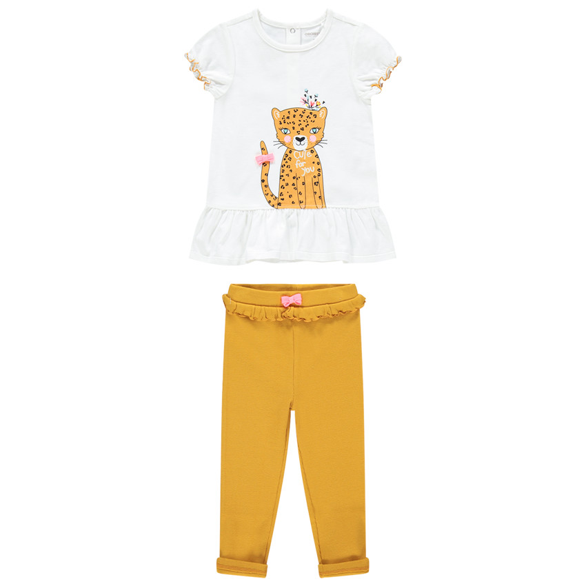 Ensemble tunique et legging côtelé print léopard 