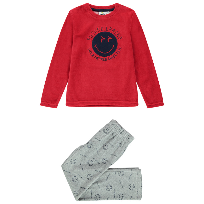 Pyjama en velours bicolore print SmileyWorld pour enfant garçon Main Pyjama en velours bicolore print SmileyWorld pour enfant garçon