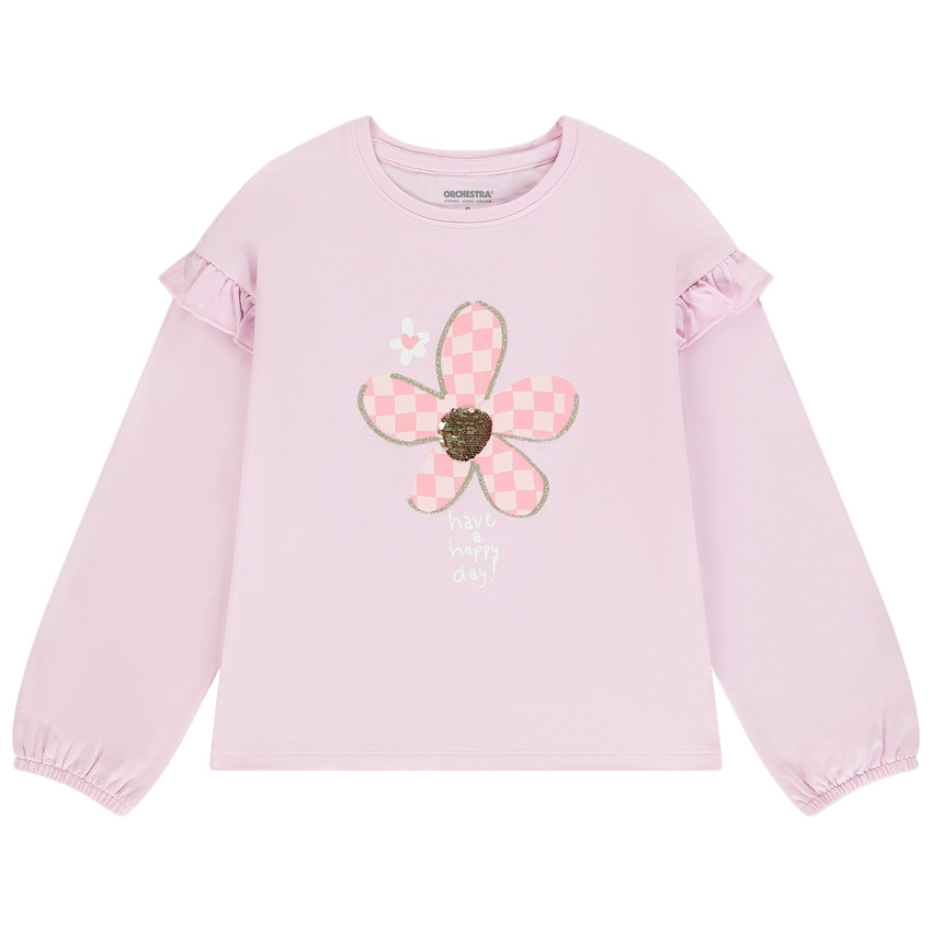T-shirt manches longues fantaisie à sequins magiques pour fille