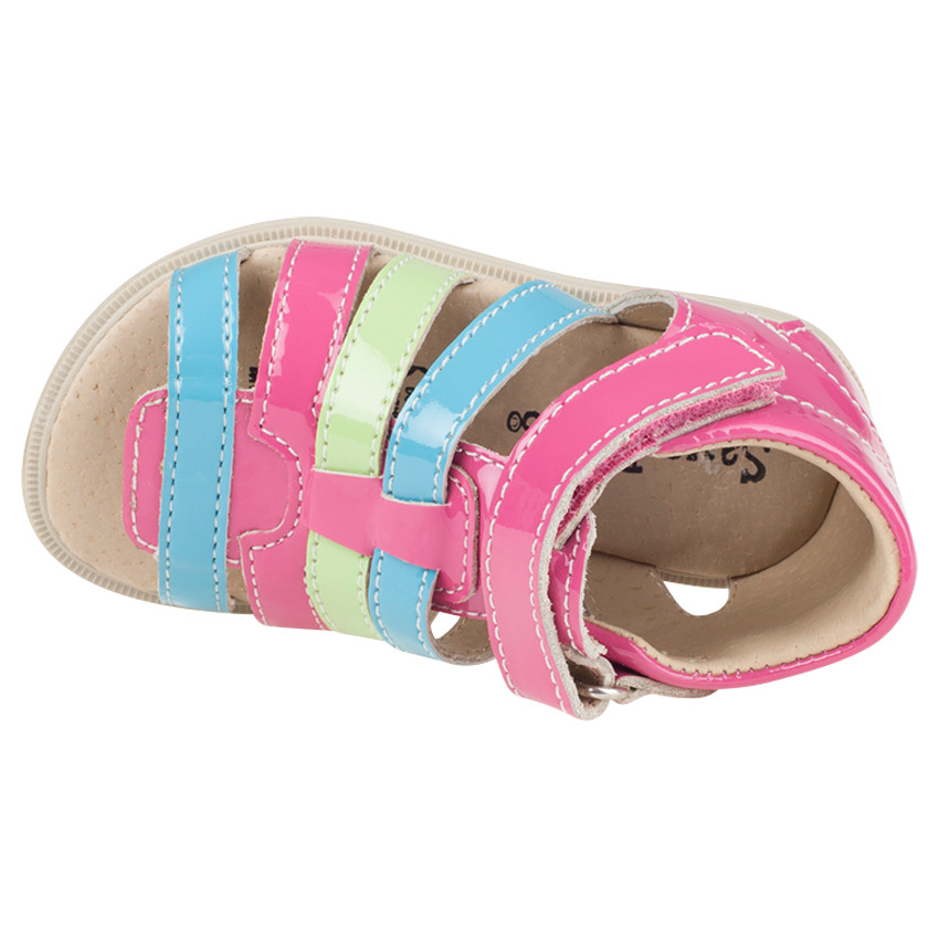 Sandales multicolores en cuir vernis pour bébé fille 