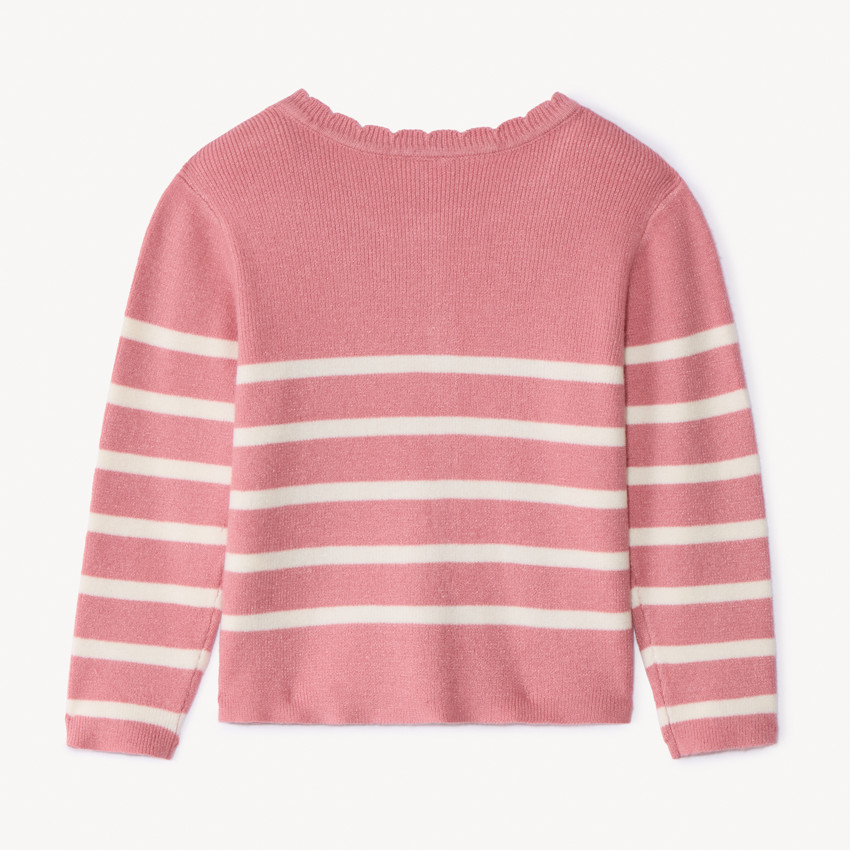 Gilet en tricot côtelé rayé pour bébé fille 