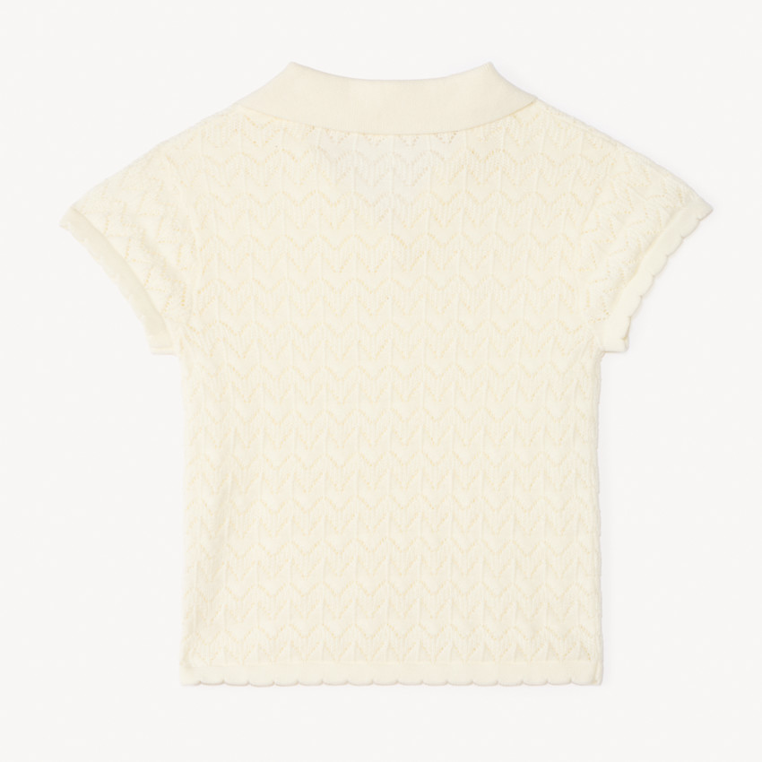 Pull manches courtes uni en tricot ajouré pour fille 