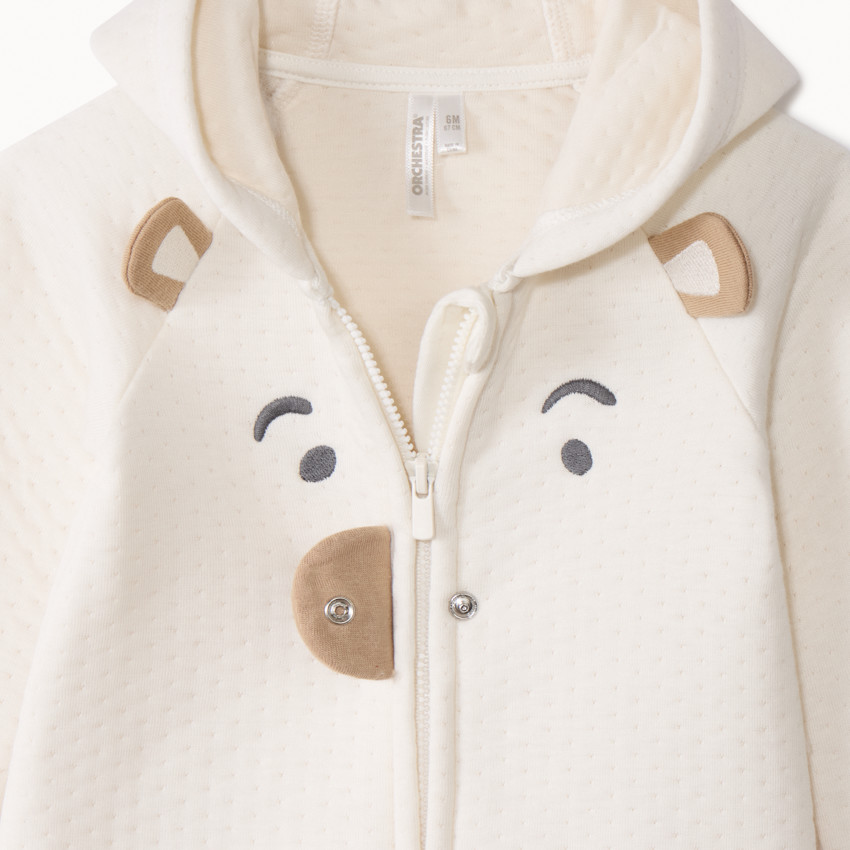 Combinaison longue ourson quiltée à capuche pour bébé 