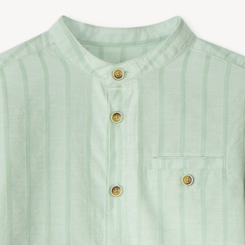 Chemise manches longues rayée col mao pour garçon 