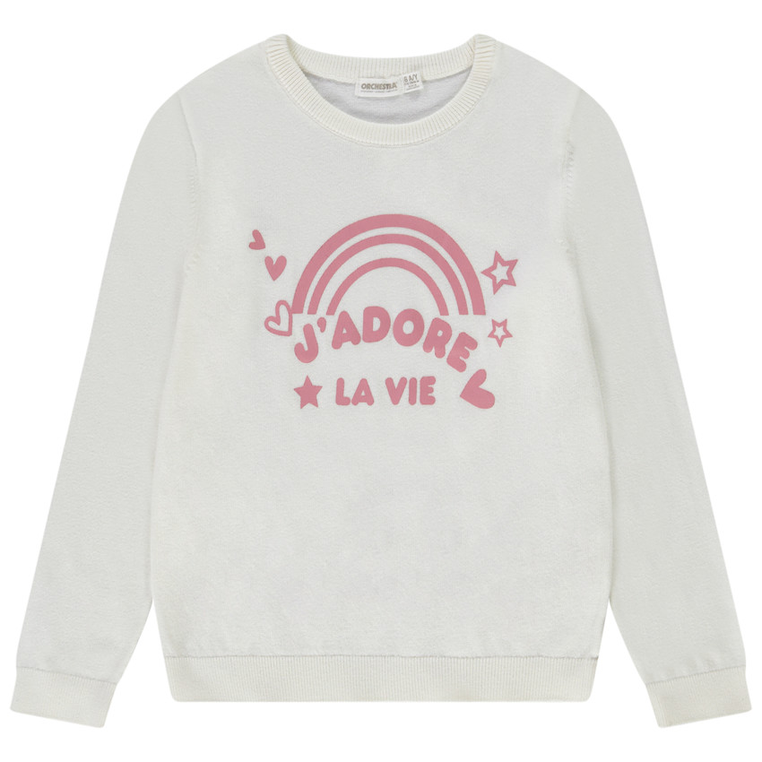 Pull en tricot print fantaisie pour fille 