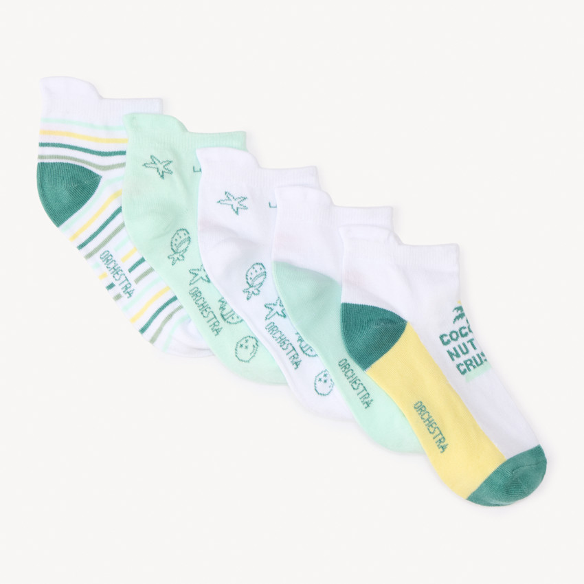 Lot de 5 paires de chaussettes motifs noix de coco pour garçon 
